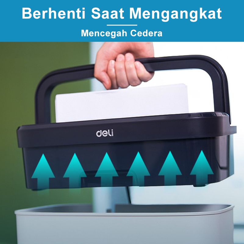 Deli Mesin Penghancur Kertas Elektrik 1 Tahun Umpan Otomatis Alat Penghancur Kertas Cakram Kartu Pisau Baja Nitrida 12L A4 5 Lembar Penghancur Kertas Paper Shredder