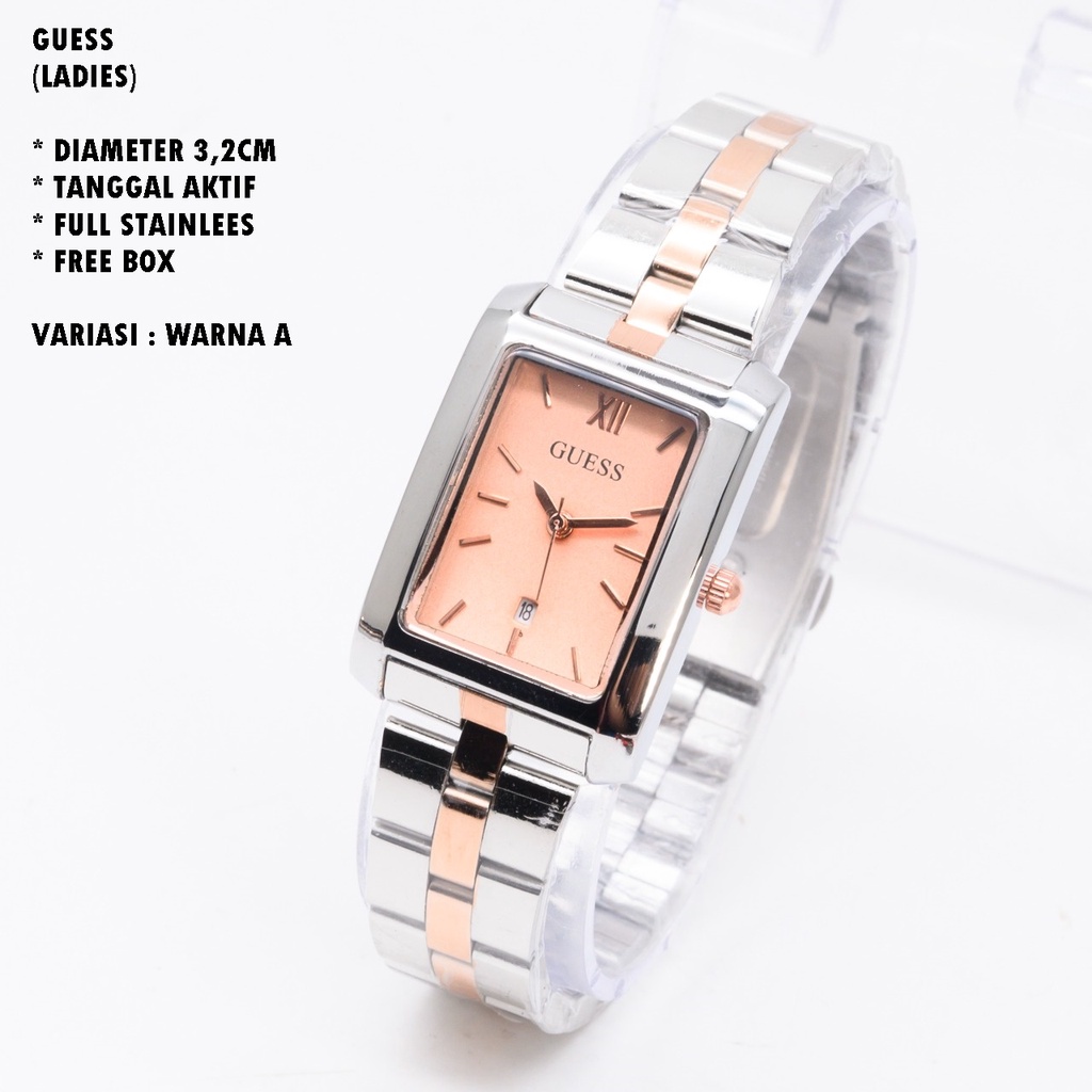 JAM TANGAN WANITA GUESS RANTAI BODY SEGI TANGGAL AKTIF