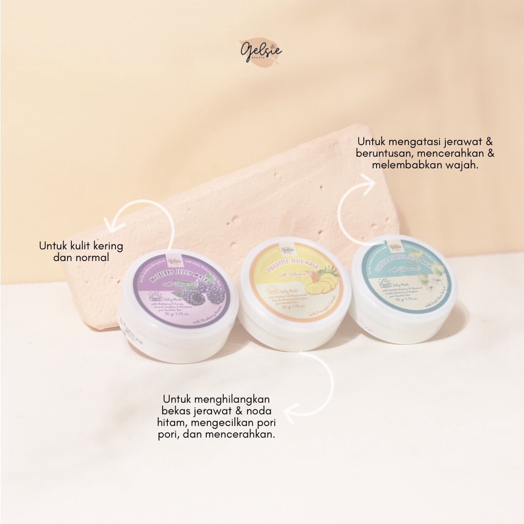 [DISTRI] READY STOCK!! GELSIE BEAUTY JELLY MASK 3 in 1 With Vitamin E Beads  &amp; Rose Lip Serum