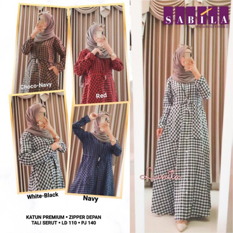 LUNITA GAMIS - DRESS - BESAR - JUMBO - KOTAK-KOTAK - KOTAK