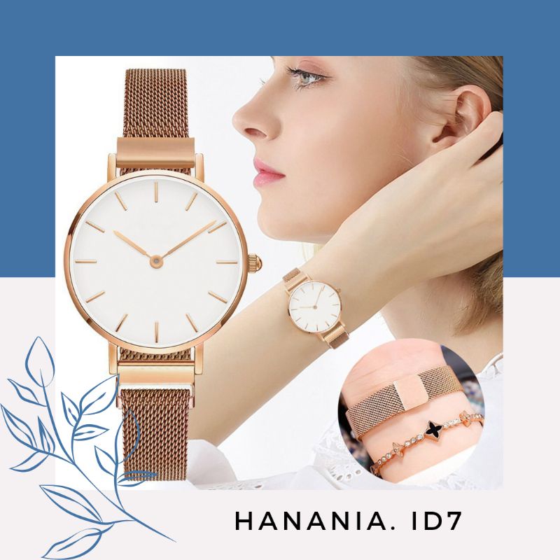 DW MAGNET  / JAM TANGAN WANITA RANTAI MAGNET PREMIUM ANALOG CASUAL MURAH