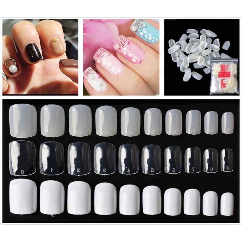 500pcs SHORT SQUOVAL square round fake nails / 500 pcs kupal kotak oval extension nail