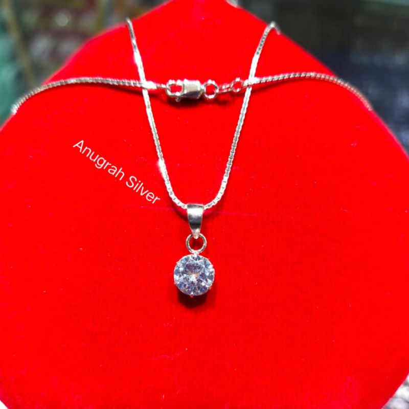 Kalung wanita italy Santa+liontin desy ukuran 45cm perak asli 925 remaja &amp; dewasa mata diamond putih kilau/Silver lapisan emas putih murni!!!