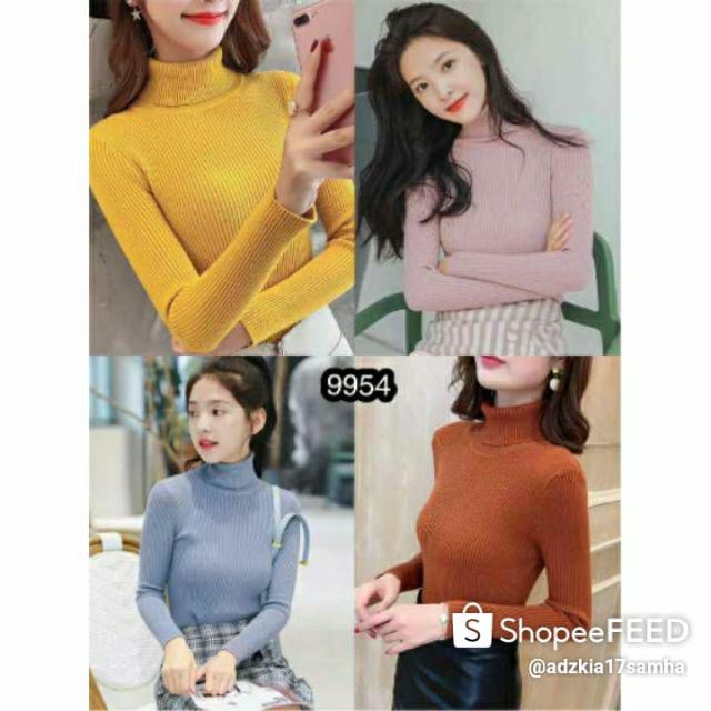 Atasan rajut knitt turtelnek pjg-hijo botol