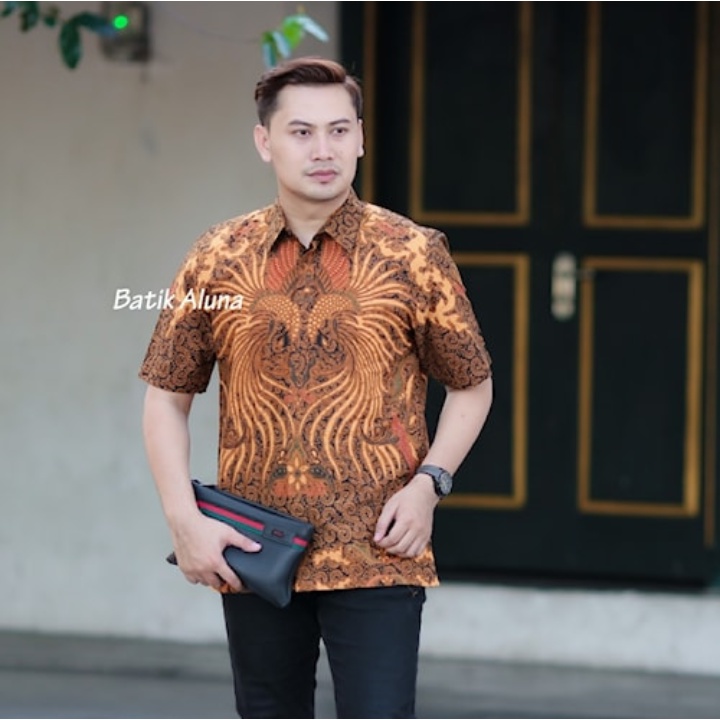 Kemeja Lengan Pendek Batik Aluna Pria Katun Premium