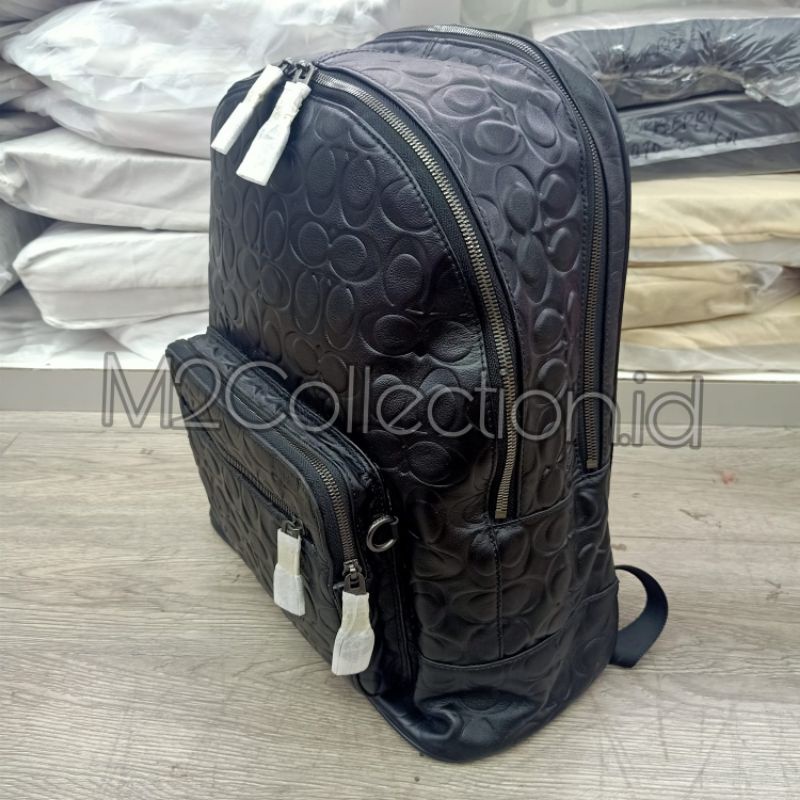 Coach West Backpack with Logo Embos Backpack Kulit Asli Super Mirror Quality