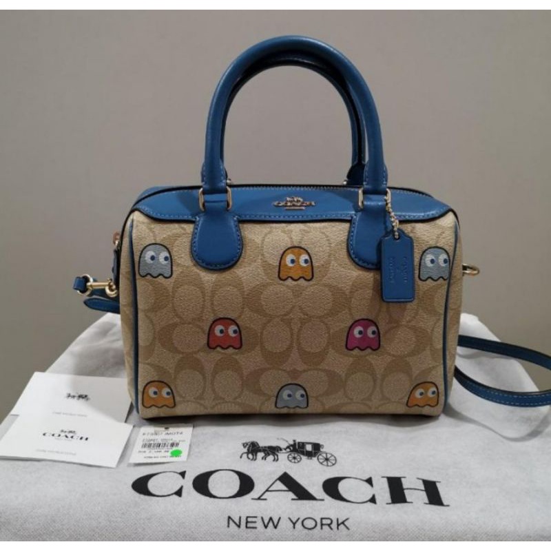 Coach Mini Bennett Satchel in Signature Canvas with PacMan Ghosts Print(F73067)