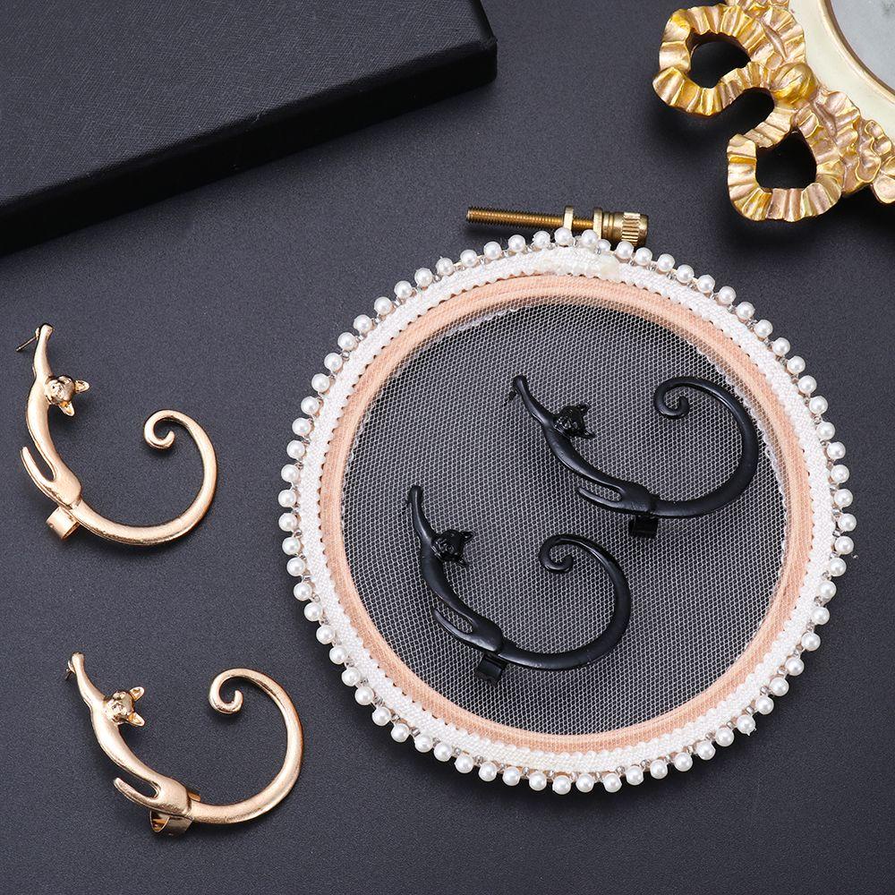 R-flower Ear Cuff Klip Gaya Punk Wanita Fashion Perhiasan Aksesoris Kartun Kucing Stud Earrings