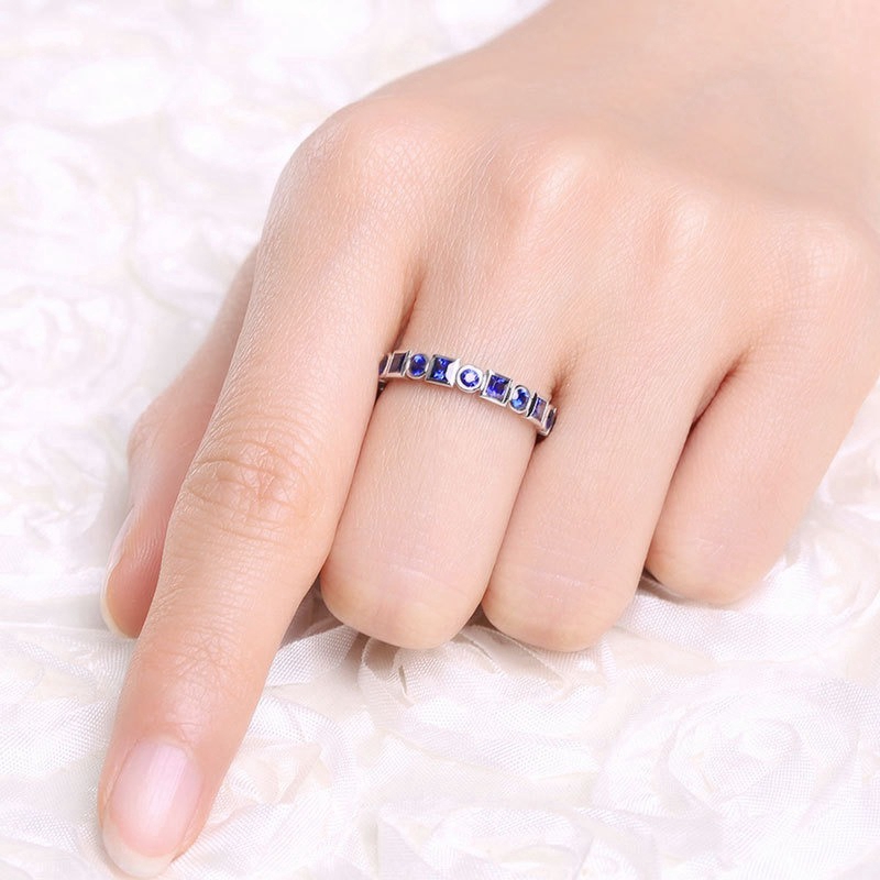 Baru Alami Sederhana Sapphire Cincin Adjustable Cincin Pertunangan