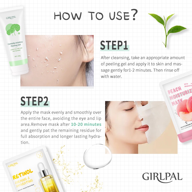 [BPOM] GIRLPAL Centella Asiatica Peeling Gel + Retinol Sreum Sheet Mask