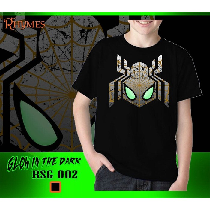 Kaos Baju Tshirt Anak Laki-Laki Spiderman Glow In The Dark Import Karakter Avengers