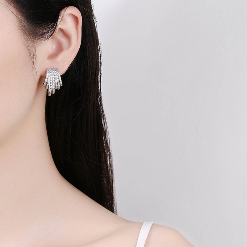 1 Pasang Anting Tusuk Sterling Silver 925 Desain Geometri Asimetris Simple Untuk Wanita