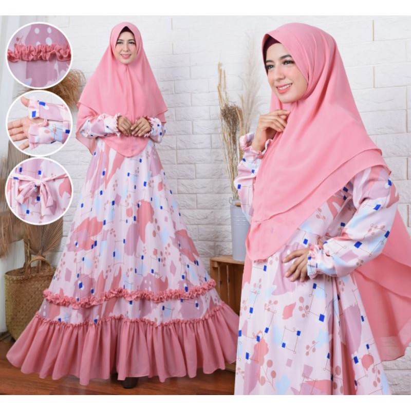baju gamis rempel  motif, amanda
