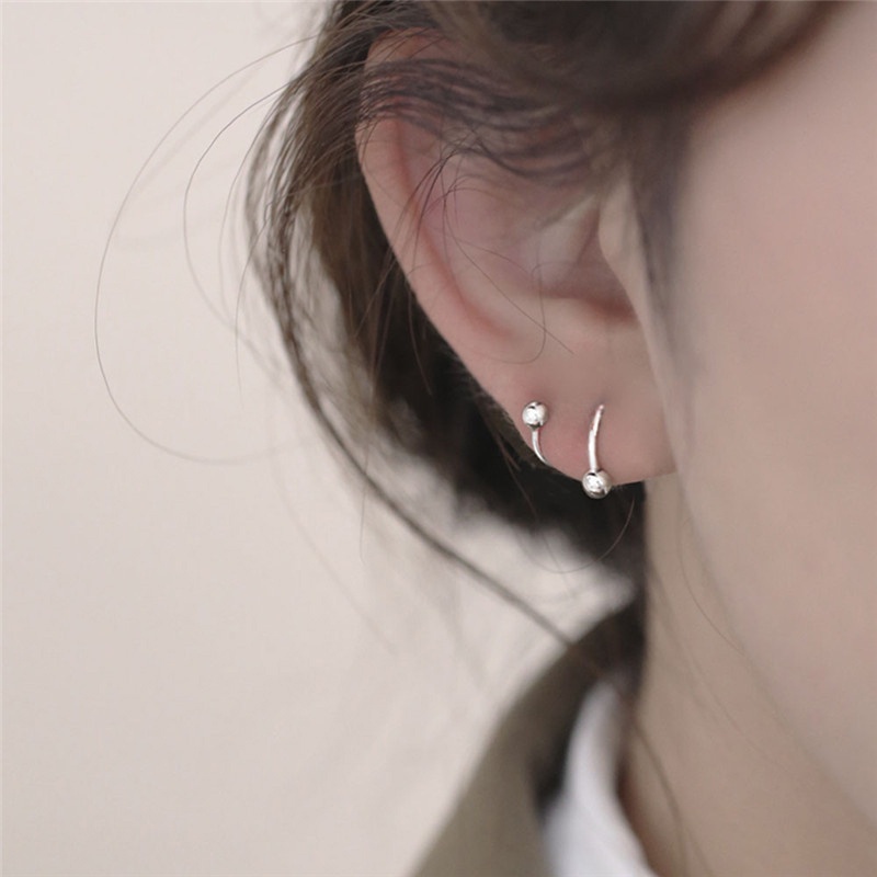 1 Pasang Anting-Anting Sederhana Baru Kepribadian Wanita Minoritas Double Spiral Ear Studs Sri