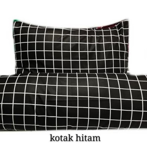 Sarung bantal sarung guling motif kotak hitam/abu/putih/biru BISA COD
