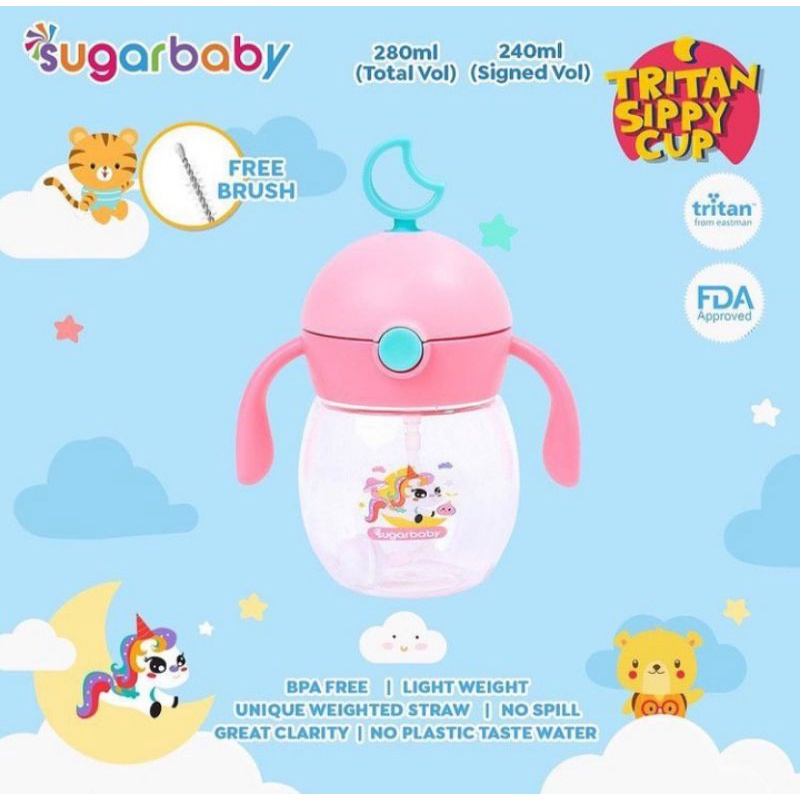 Botol Minum Sugar Baby Tritan Sippy Cup Moon 240 ml