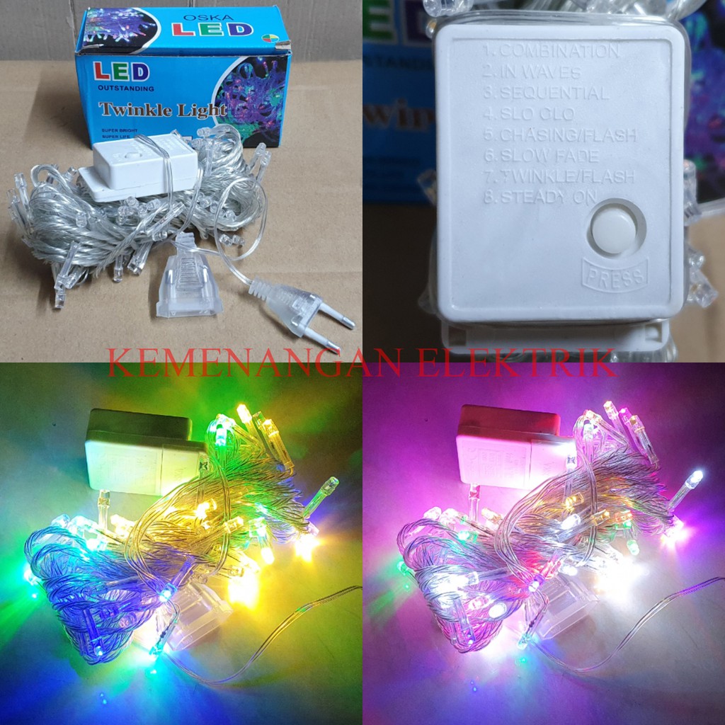 LAMPU NATAL LED HIAS TWINKLE LIGHT KEDAP KEDIP OSKA KABEL LISTRIK 10M 10 METER 10 M 10METER