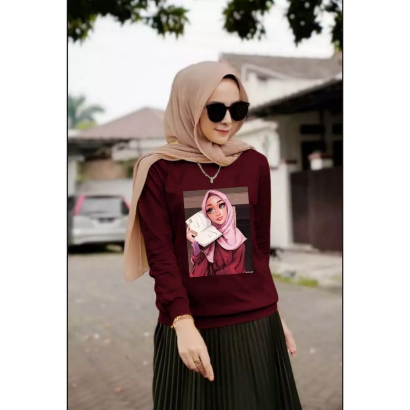 Baju Lengan Panjang Wanita -Edisi Muslimah Hijabers -Kekinian/ Kaos Distro Keren