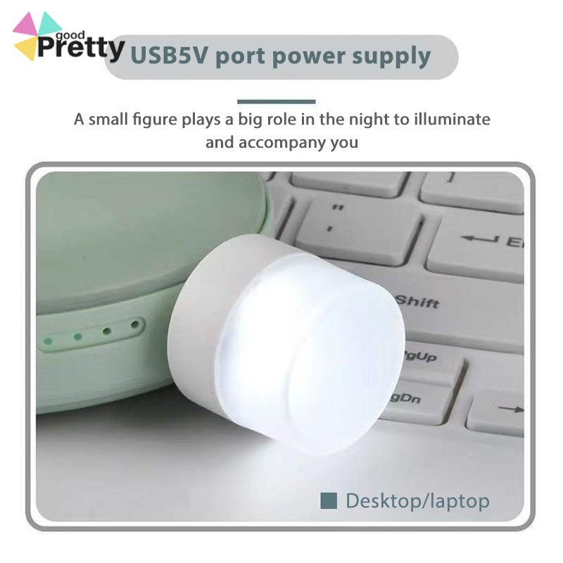 USB Plug Lamp Komputer Ponsel Lampu Pengisian Daya LED Pelindung Mata Lampu Baca Lampu Malam Bulat Kecil - PD