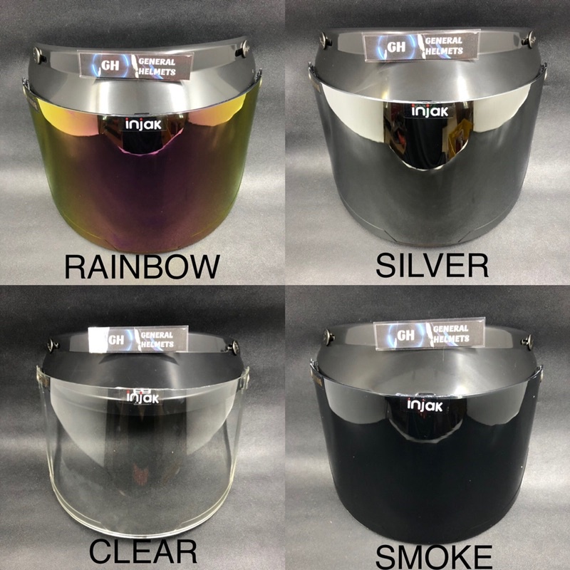 KACA HELM RETRO DATAR FLAT RAINBOW SILVER CLEAR SMOKE BOGO INJAK COATING