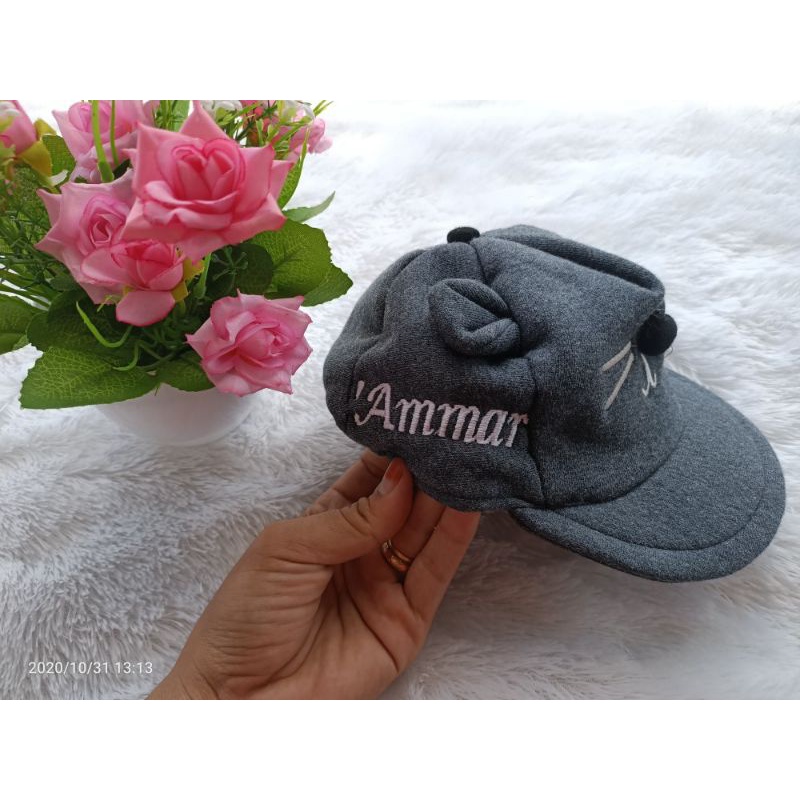 Topi Bayi Topi Kucing Free Bordir Nama Topi Bayi Korea custom Nama