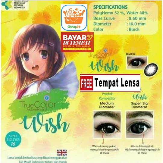 SOFTLENS TRUE COLOR WISH NORMAL BIG EYES 16mm GRATIS TEMPAT SOFLEN