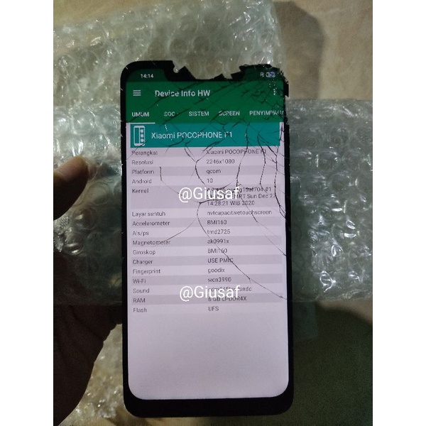 LCD POCO/Pocophone F1 Retak Kaca/Glass NVT