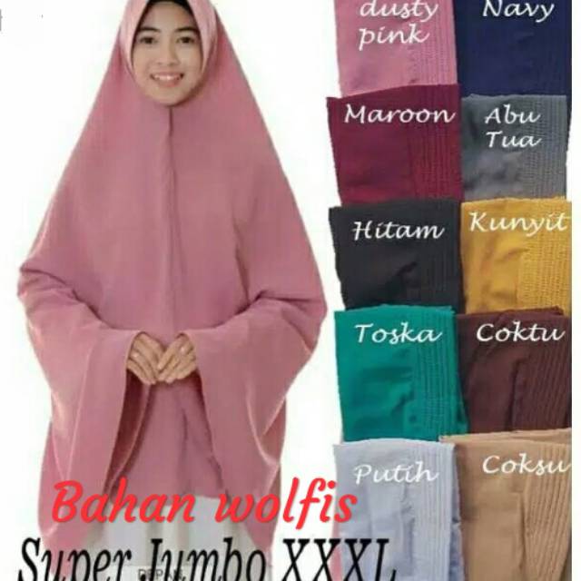 Kerudung hijab jilbab KHIMAR jumbo wolfis xxxl