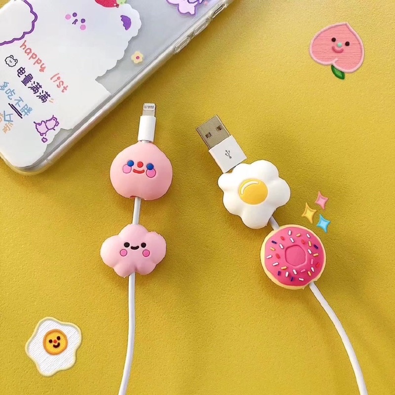 Cute Cable Bite Cartoon Dinosaur No Face Man Winder Data Line Silicone Protector Case for iPhone Android Xiaomi Oppo Vivo Wire USB Charging Cable Cord Cover Organizer Pelindung Kabel Data / Charger Bentuk Binatang Kartun Lucu Gaya Korea