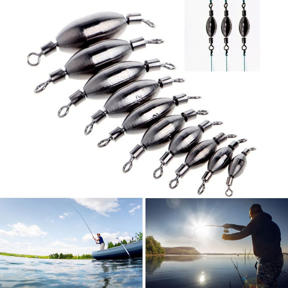 REBUY 5Pcs Fishing Tools Lead Sinker Connecting Connector Sinkers Counterweight Swivels Rolling Fishing Swivels Durable Metal Tackle Accessories