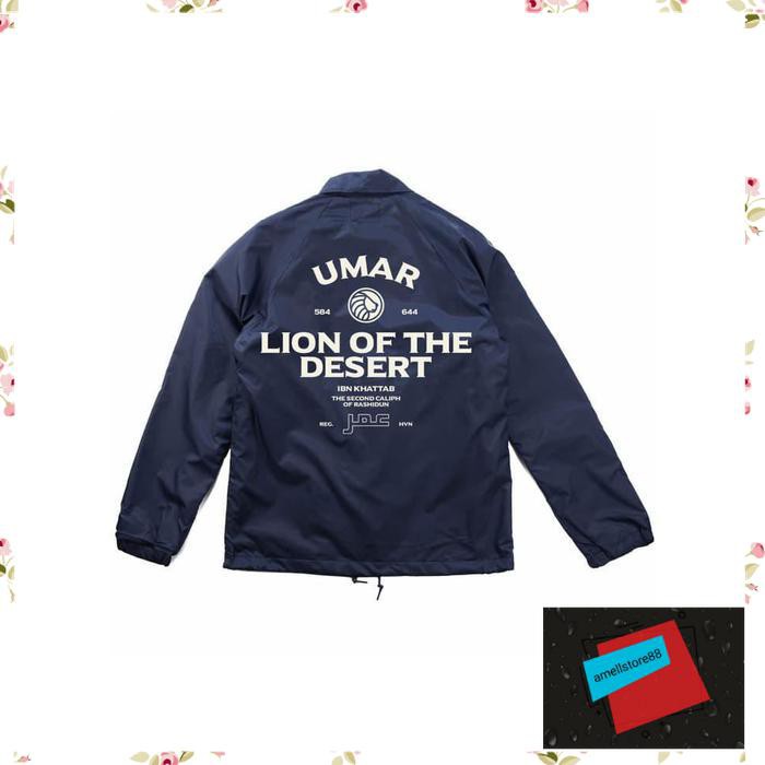 Jaket Pria parasut parka gunung COACH ALKNOWN UMAR LION OF DESERT NAVY DAKWAH MUSLIM IU55