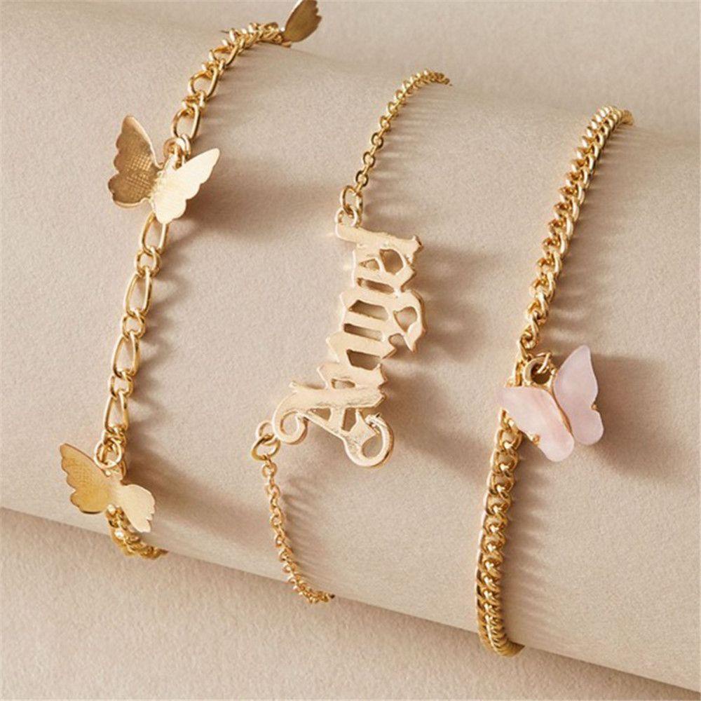 Lily Butterfly Anklets New Leg Foot Perhiasan Gelang Set