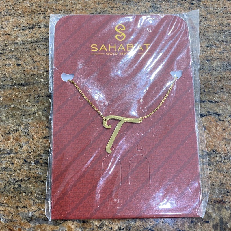 Kalung Set Liontin Huruf T Kalung Emas Asli Kadar 700