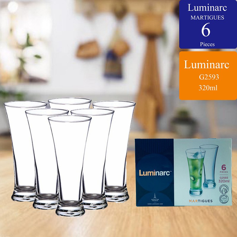 Gelas Set 6pcs * Gelas Kaca * Luminarc Martigues * Gelas Minum 320ml * G2593