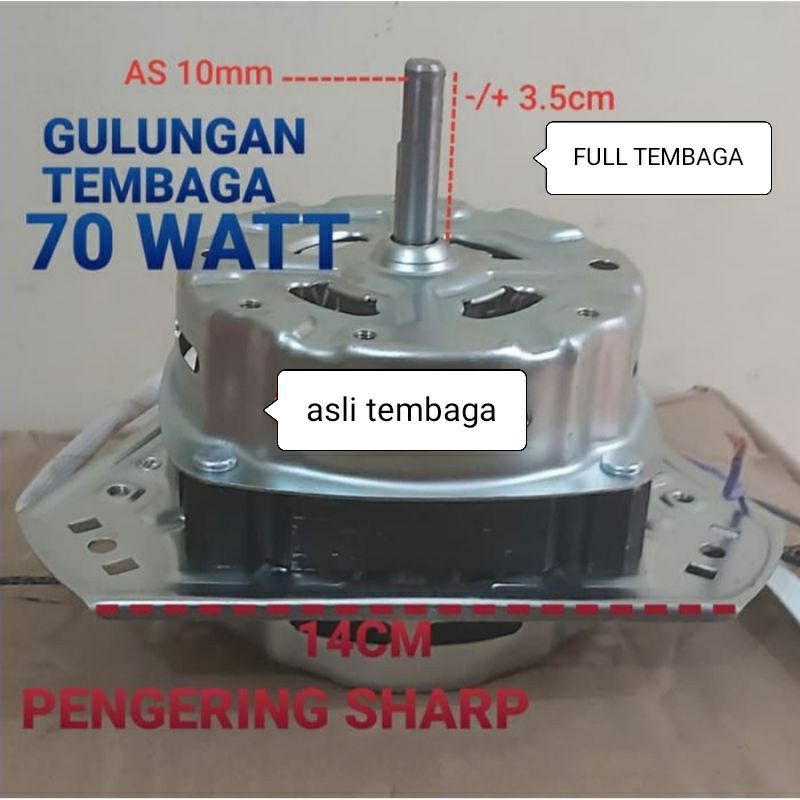 Dinamo Mesin Cuci  SHARP  TEMBAGA   Spin   Motor ,  Pengering  Diameter as 10 mm 70W