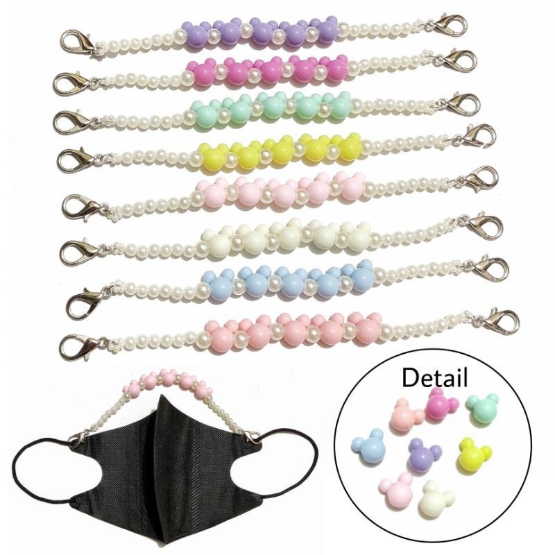 Konektor Masker Hijab Mask Connector Strap Extender Mickey Pastel Pearl Mutiara