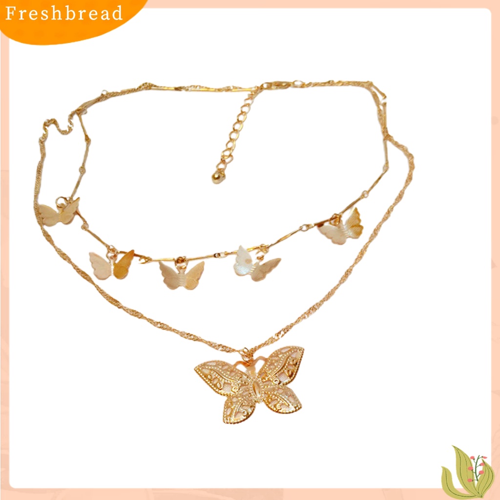 Terlaris Women 2-Layer Butterfly Pendant Choker Clavicle Chain Necklace Jewelry Gift