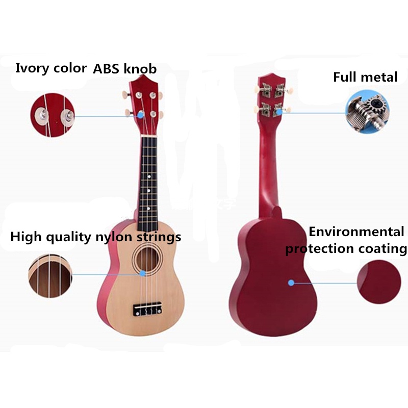 Gitar Ukulele Soprano Empat Warna Ukuran 21 Inch Untuk Hadiah Natal Anak