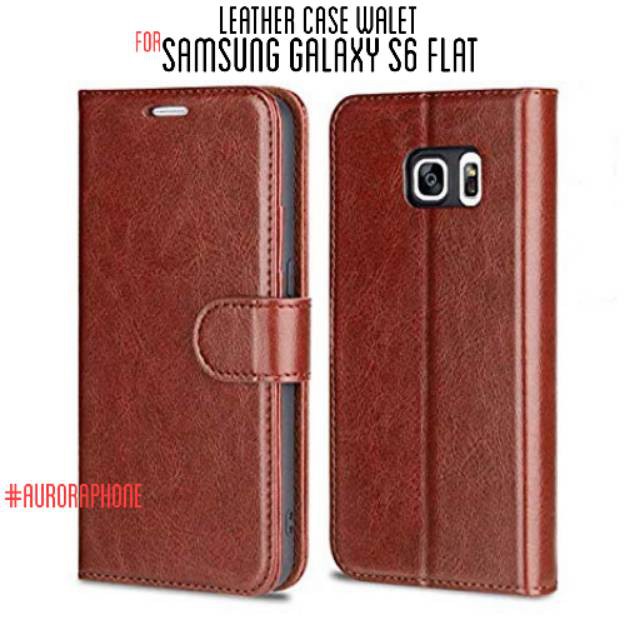 Flip Cover Samsung Galaxy S6 Flat Wallet Leather Case Classic Style - Casing Kulit