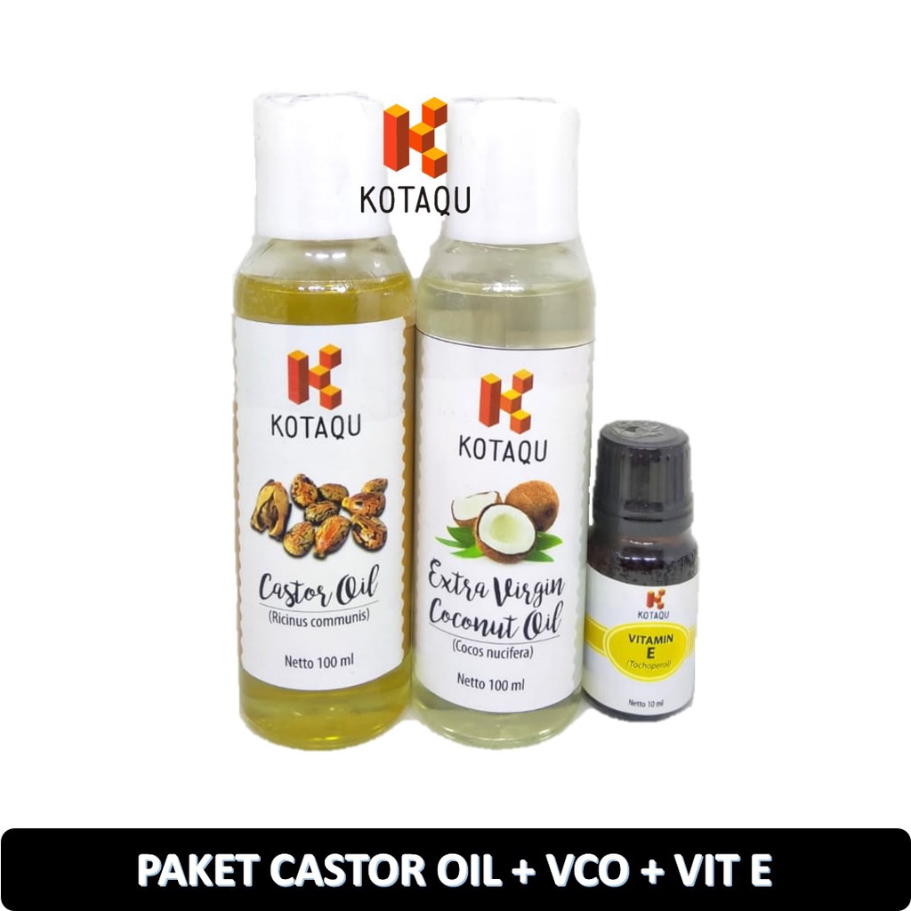 Jual Paket Castor Oil 100ml + Extra Virgin Coconut Oil 100ml + Vitamin ...