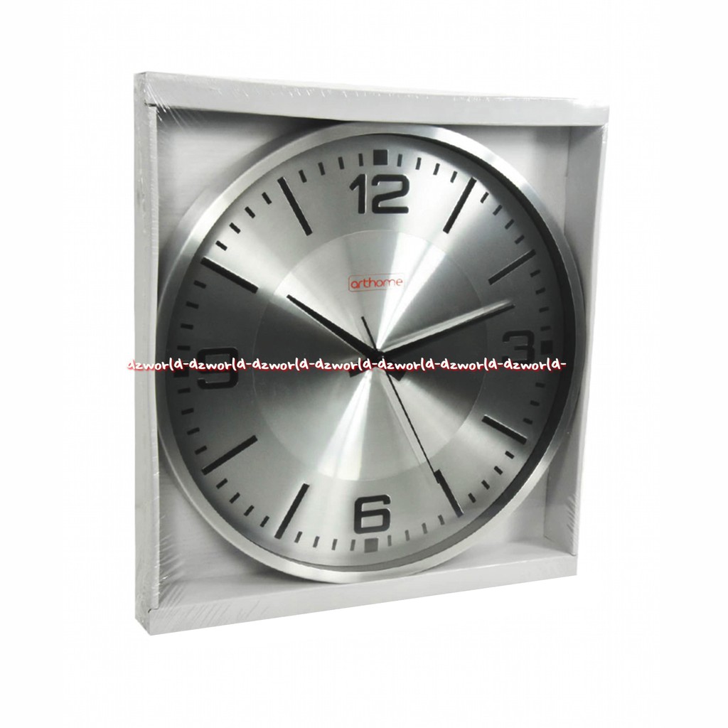 Arthome Wall Clock Silver Alumunium Big Number 35cm Jam Dinding Art Home Perak