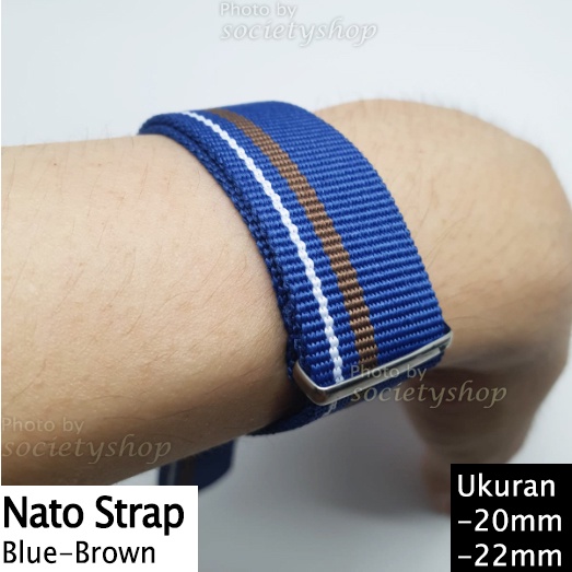 Nato Strap Zulu Tali Jam Nylon Canvas 20mm 22mm Stripe Strip Watch biru gray brown putih hitam