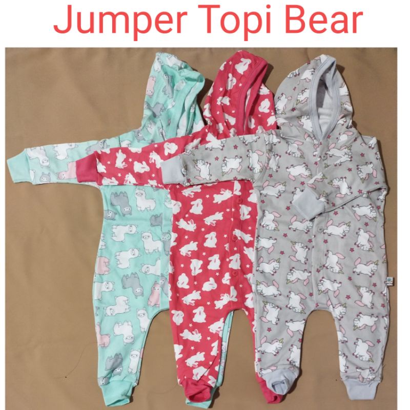 LITTLE OWL Sleepsuit Bayi isi 1pcs / Jumper Panjang Topi Buka Kaki