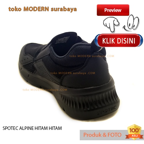 Sepatu pria sepatu sekolah casual slip on SPOTEC ALPINE HITAM HITAM