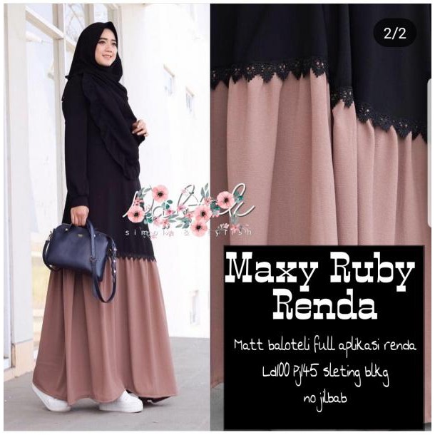 RUBI RENDA MAXI - BAJU MUSLIM MURAH TERBARU GROSIR PAKAIAN WANITA BUSANA PESTA MODERN GAMIS SYARI