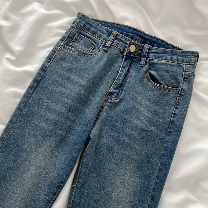 Cutbray korean highwaist celana jeans panjang wanita seksi（realpict）