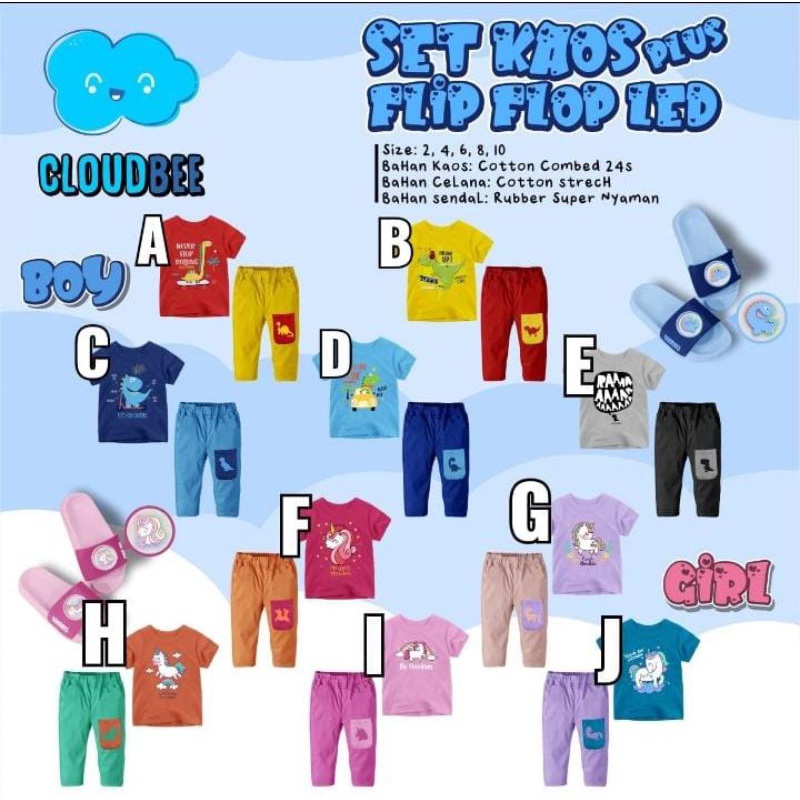 SETELAN BAJU ANAK FREE SANDAL LED BY CLOUDBEE