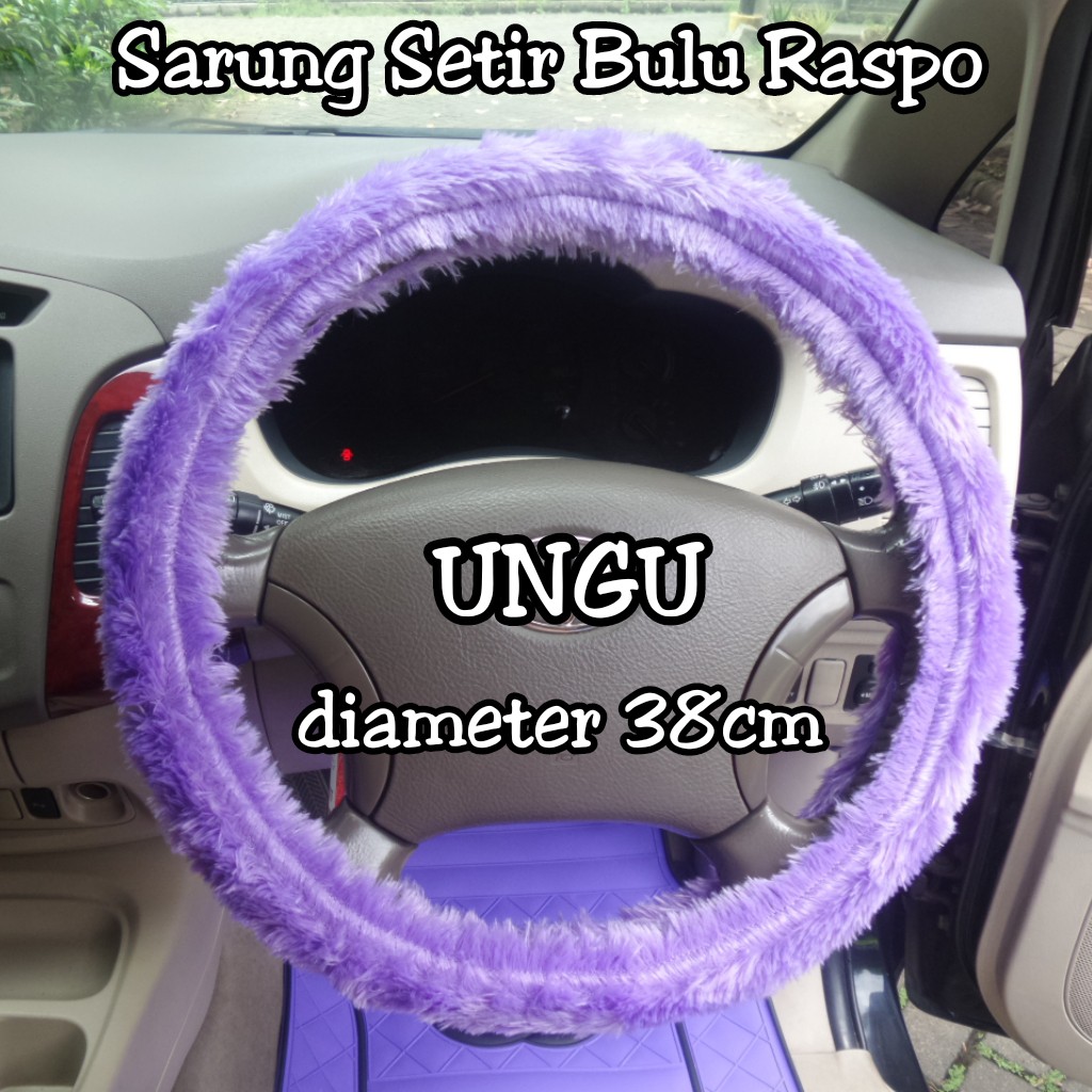Cover Setir - Sarung setir mobil Motif Bulu Raspo Ungu (live)