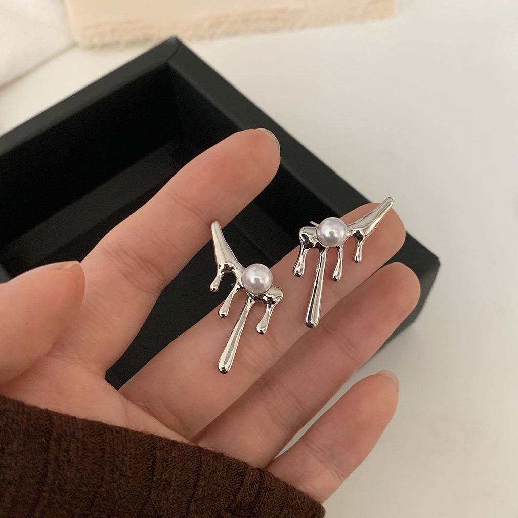Anting Mutiara Bahan Metal Gaya Korea Untuk Aksesoris