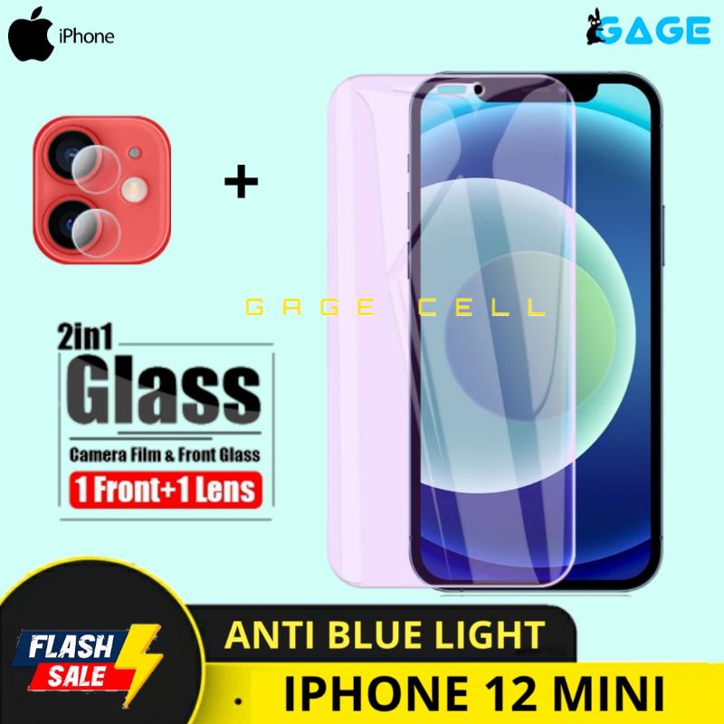 2in1 TEMPERED GLASS ANTI BLUE LIGHT IPHONE 12 MINI - TG ANTI GORES RADIASI APPLE 12MINI FULL SCREEN